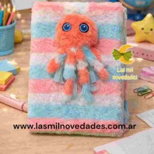 CUADERNO A5 TAPA PELUCHE o TAPA SILICONA variedad de diseños