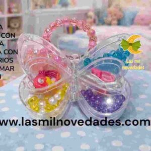 CAJA CAJITA ACRILICA MARIPOSA o CORAZON Y ACCESORIOS PARA ARMAR BIJOU