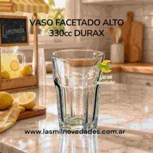 VASO **FACETADO ALTO** VIDRIO REFORZ 330 cc DURAX - Imagen 1