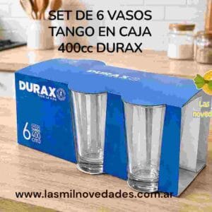 SET DE 6 VASOS ***TANGO EN CAJA*** REFORZ 400 cc DURAX - Imagen 2