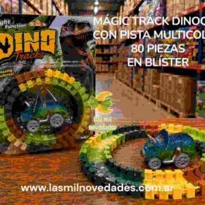 MAGIC TRACK **DINOCAR** CON PISTA MULTICOLOR 80 PIEZAS en blister