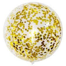 GLOBO BOBO BURBUJA CON CONFETIS DORADO
