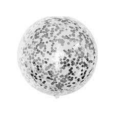 GLOBO BOBO BURBUJA CON CONFETIS PLATEADOS