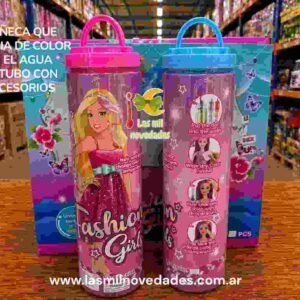 MUÑECA QUE CAMBIA DE COLOR EN EL AGUA EN TUBO CON ACCESORIOS