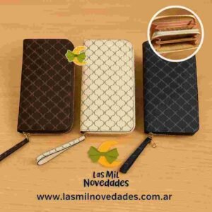BILLETERA PORTACELULAR "DOBLE CIERRE" REFORZADO variedad de diseños y colores