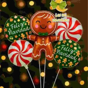 GLOBO 5 PIEZAS "NAVIDAD" Globo principal 70 cms aprox y 4 de 45 cms aprox - Imagen 2
