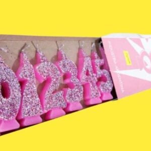 VELA NUMEROTE GRANDE "ROSA" con Glitter - Imagen 1