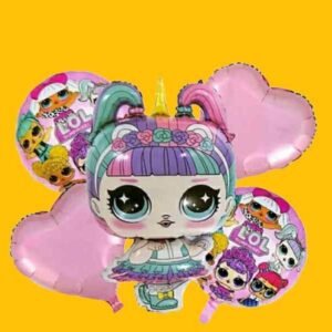 GLOBO 5 PIEZAS "LOL" Globo principal 70 cms aprox y 4 de 45 cms aprox