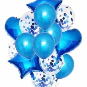 GLOBO 14 PIEZAS "AZUL" incluye globos confeti