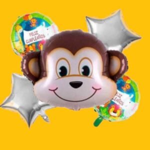 GLOBO 5 PIEZAS "MONO" Globo principal 70 cms aprox y 4 de 45 cms aprox - Imagen 1