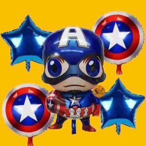GLOBO 5 PIEZAS "CAPITAN AMERICA" Globo principal 70 cms aprox y 4 de 45 cms aprox - Imagen 1