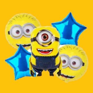 GLOBO 5 PIEZAS "MINIONS" Globo principal 70 cms aprox y 4 de 45 cms aprox