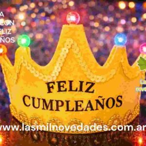 VINCHA CORONA **CON FRASE FELIZ CUMPLEAÑOS Y LUZ LED**
