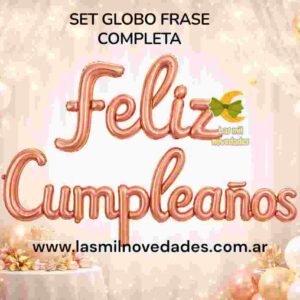SET GLOBO "FRASE COMPLETA" FELIZ CUMPLEAÑOS variedad de colores - Imagen 2