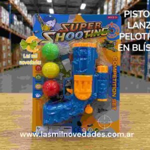 PISTOLA LANZA *PELOTITAS* en blister variedad de diseños