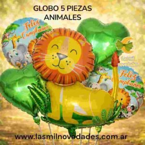 GLOBO 5 PIEZAS "ANIMALES" Globo principal 70 cms aprox y 4 de 45 cms aprox - Imagen 1
