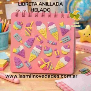 LIBRETA ANILLADA ESTAMPA HELADOS CON HOJAS MULTICOLORES - Imagen 1
