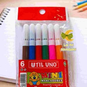 mini FIBRA COLOR PEN X 6 TAPA "BLANCA" - Imagen 1