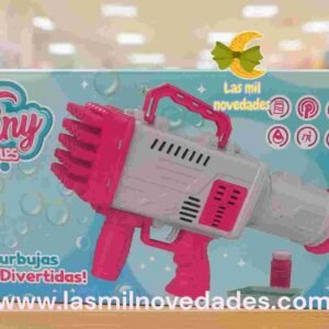 PISTOLA "BURBUJERO" BAZOOKA **CELESTE O ROSA** mediana 21 cms