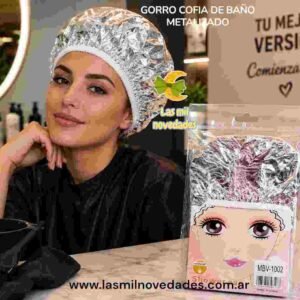 GORRO COFIA DE BAÑO METALIZADO IMPERMEABLE - Imagen 1