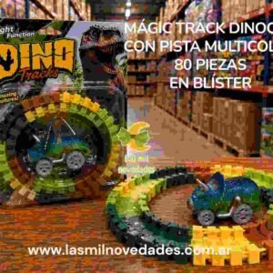 MAGIC TRACK **DINOCAR** CON PISTA MULTICOLOR 80 PIEZAS en blister