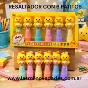 RESALTADOR CON 6 **PATITOS** EN CARTUCHERA o CAJITA - Imagen 1