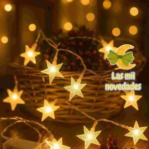 GUIRNALDA LED ESTRELLA "COLOR *B CALIDO*" 3 MTS A PILAS (no incluidas)