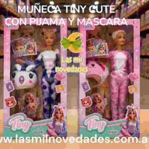 MUÑECA TINY CUTE CON PIJAMA Y MASCARA