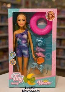 MUÑECA EN CAJA TINY "SALVAVIDAS Y CARACOLES"