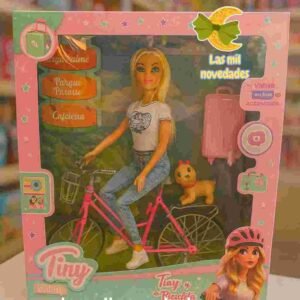 MUÑECA EN CAJA TINY "Y SU BICICLETA" - Imagen 1