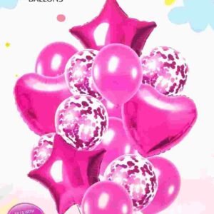 GLOBO 14 PIEZAS "FUCSIA" incluye globos confeti