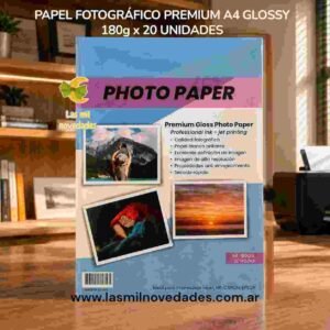 PAPEL FOTOGRAFICO PREMIUM A4 GLOSSY 180g x 20 unidades