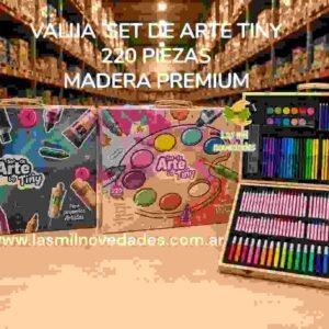 VALIJA SET DE ARTE TINY 220 PIEZAS MADERA PREMIUM