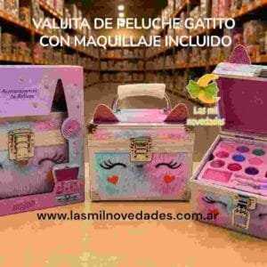 VALIJA DE ***PELUCHE*** GATITO CON MAQUILLAJE INCLUIDO