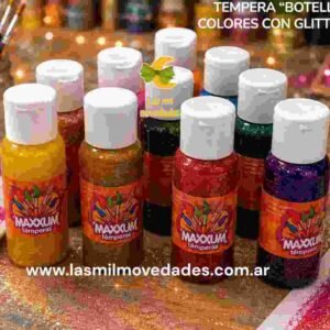 TEMPERA ¨BOTELLA¨ 190 grs *colores con Glitter* MAXXUM