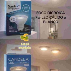 FOCO DICROICA 7 watts LED CALIDO o BLANCO