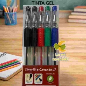 LAPICERA x 5 "COLORES CLASICOS" TINTA GEL UU