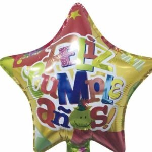 GLOBO "ESTRELLA MULTICOLOR FELIZ CUMPLEAÑOS" 10 pulgadas 20 cms aprox - Imagen 1