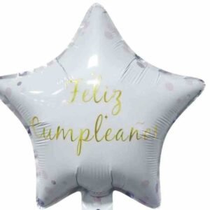 GLOBO "ESTRELLA BLANCA FELIZ CUMPLEAÑOS" 10 pulgadas 20 cms aprox