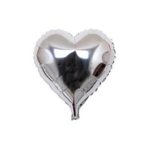 GLOBO "CORAZON PLATEADO LISO" 18 pulgadas 50 cms aprox