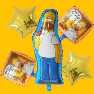 GLOBO 5 PIEZAS "THE SIMPSONS HOMERO" Globo principal 70 cms aprox y 4 de 45 cms aprox