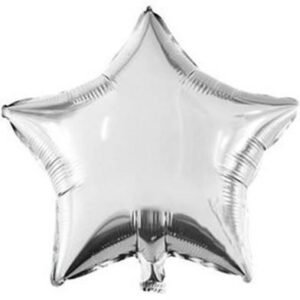 GLOBO "ESTRELLA PLATEADO LISO" 10 pulgadas 20 cms aprox