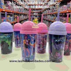 VASO CON SORBETE TIKI **TERMICO** variedad de personajes Wawi