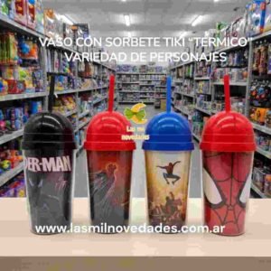 VASO CON SORBETE TIKI **TERMICO** variedad de personajes Wawi - Imagen 2