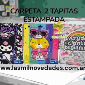 CARPETA NUM 3 LINEA ECO "DOS TAPITAS ESTAMPADAS" SIN AROS DISEÑOS VARIOS