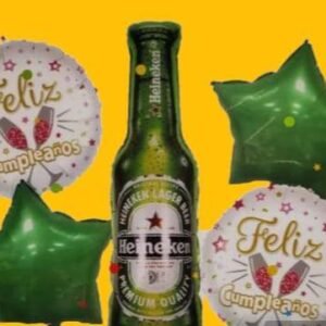 GLOBO 5 PIEZAS "CERVEZA HEINEKEN" Globo principal 70 cms aprox y 4 de 45 cms aprox
