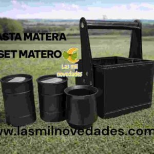 CANASTA MATERA CON SET MATERO (Canasta, yerbera, azucarera y mate)