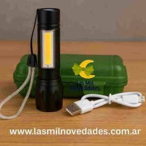 LINTERNA TACTICA RECARGABLE CON ESTUCHE VERDE