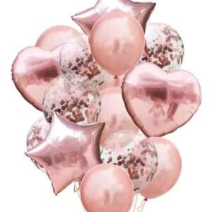 GLOBO 14 PIEZAS "ROSA GOLD" incluye globos confeti