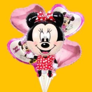 GLOBO 5 PIEZAS "MINIE MINNIE MOUSE" Globo principal 70 cms aprox y 4 de 45 cms aprox - Imagen 1